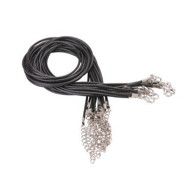 10Pcs Black Waxed Cord Necklace Making with Zinc Alloy Lobster Claw Clasps 18''