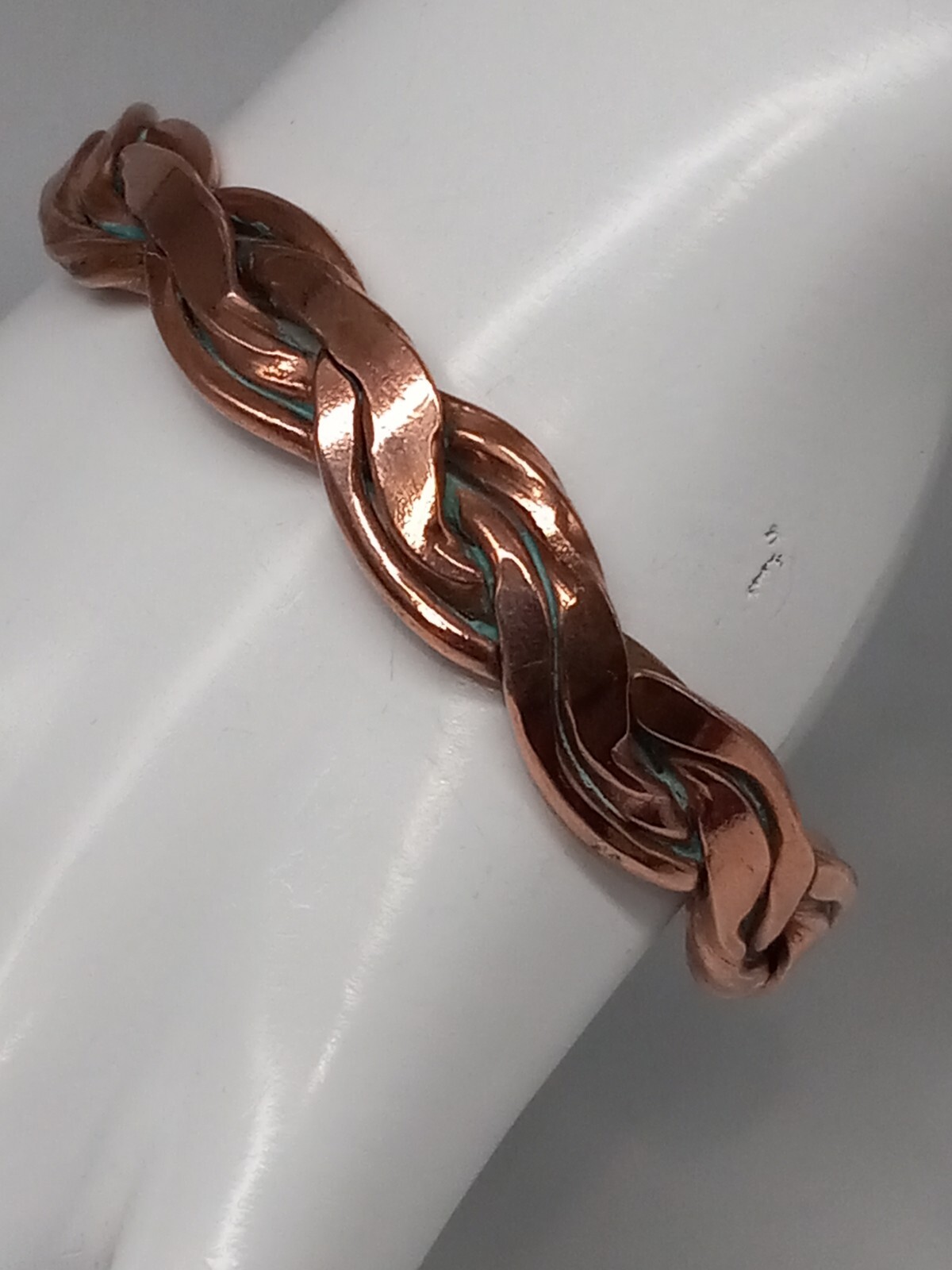 Solid Copper Half Inch Wide Braided Design Cuff B… - image 1