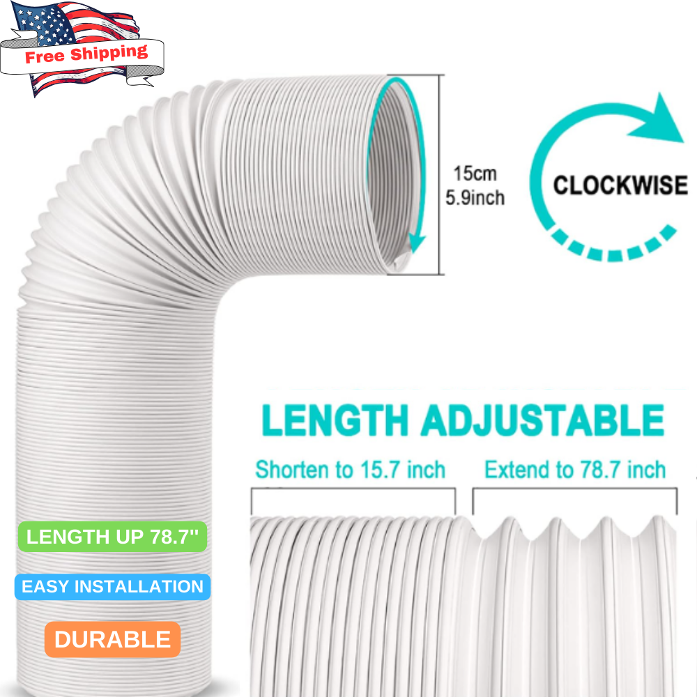 Portable AC Exhaust Hose – 5.9” Diameter, Up To 59” Length, With 5.9”/6” Adapter