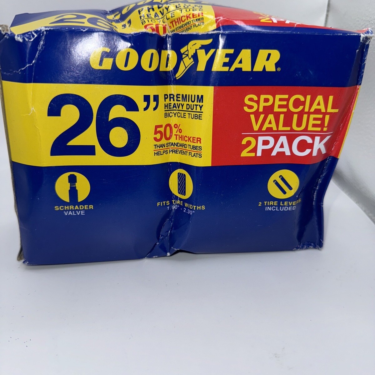 Pack de 2 tubes de vélo robustes Goodyear 26 x 1,9-2,3