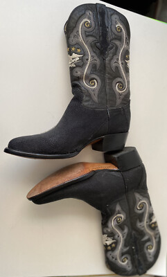 Rare authentic El General Men’s Exotic Stingray Black leather boots sz 9.5 s-l400.jpg main image 4