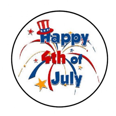 48 HAPPY 4TH JULY FIREWORK ENVELOPE SEALS LABELS STICKERS 1.2'' ROUND