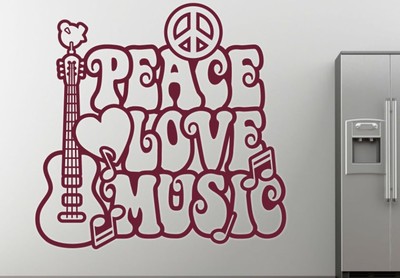 Peace Love Musik Music Flower Power Wandtattoo Wallpaper Wand Schmuck 57 x 57  