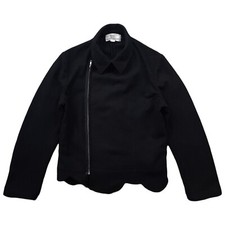 Comme Des Garcons H&m Women's Black Wool Asymmetrical Biker Jacket Size Uk 16