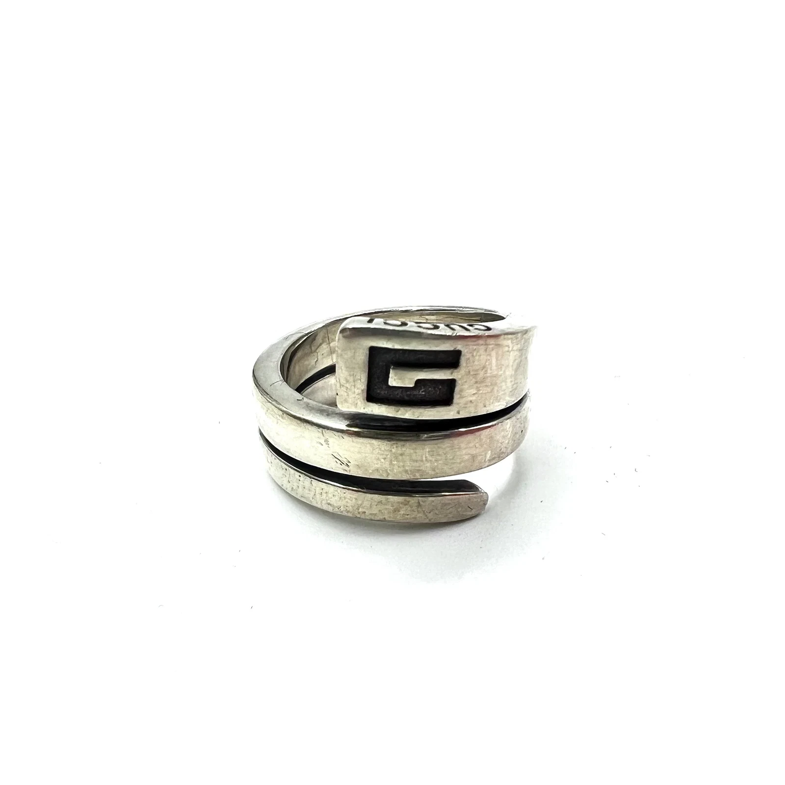 Bague logo G serpent en spirale GUCCI #10 argent 925 argent SPIRALE G de fabrication italienne