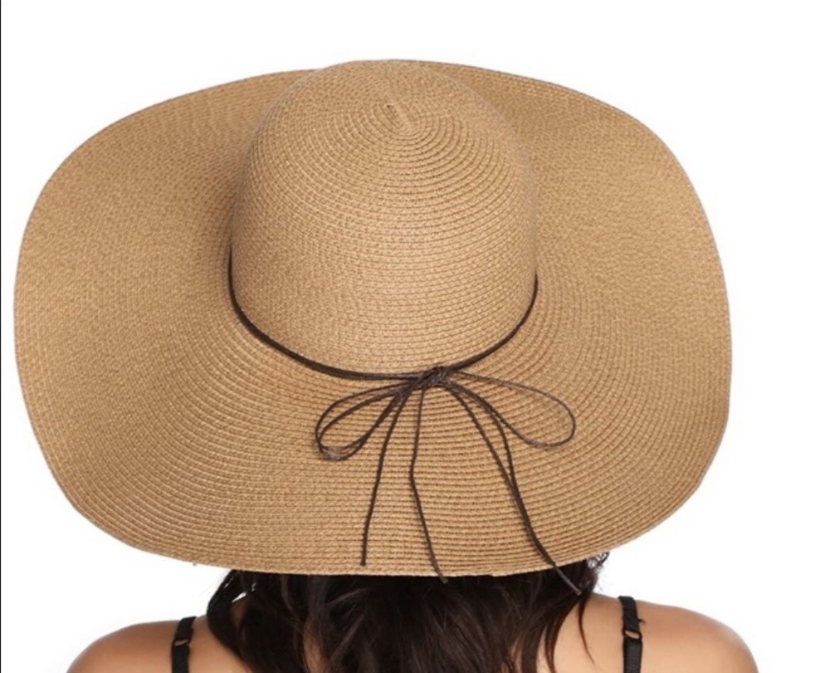 Khaki Wide Brim Straw Hat Floppy Foldable Roll Up | eBay display picture 3