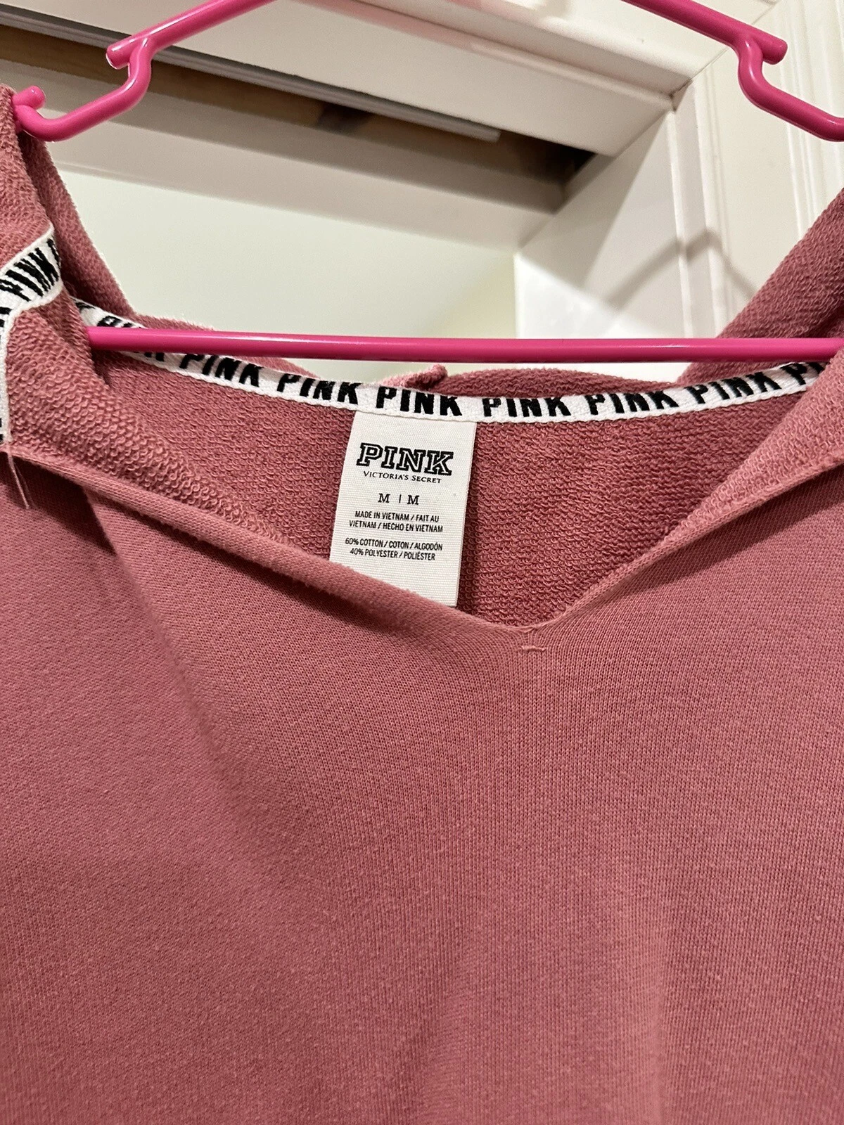 UNDERCOVER Felpa con cappuccio rosa Victoria Secret a righe taglia media