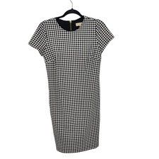 Michael Michael Kors Dress S Black White Houndstooth Cap Sleeve Academia Career