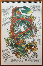 RARE Dave Gibson Traditional Vintage Lucky's 29 Sheets Tattoo Flash Book 11X17 2