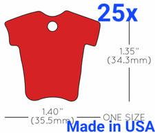 25x Anodized Aluminum Pet ID Tag T-Shirt Shape Blank Red Made USA Lead Free