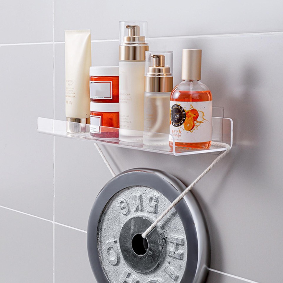 Self Adhesive Acrylic Bathroom Shelves No Drill, Stable Wall Mounted ...