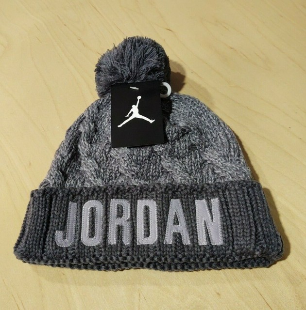 Nike Air Jordan Jumpman Cable Knit Pom Beanie Winter Hat Youth Grey for sale online | eBay