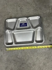 Vintage Stainless Steel Metal Cafeteria Military Mess Hall Tray Rare!