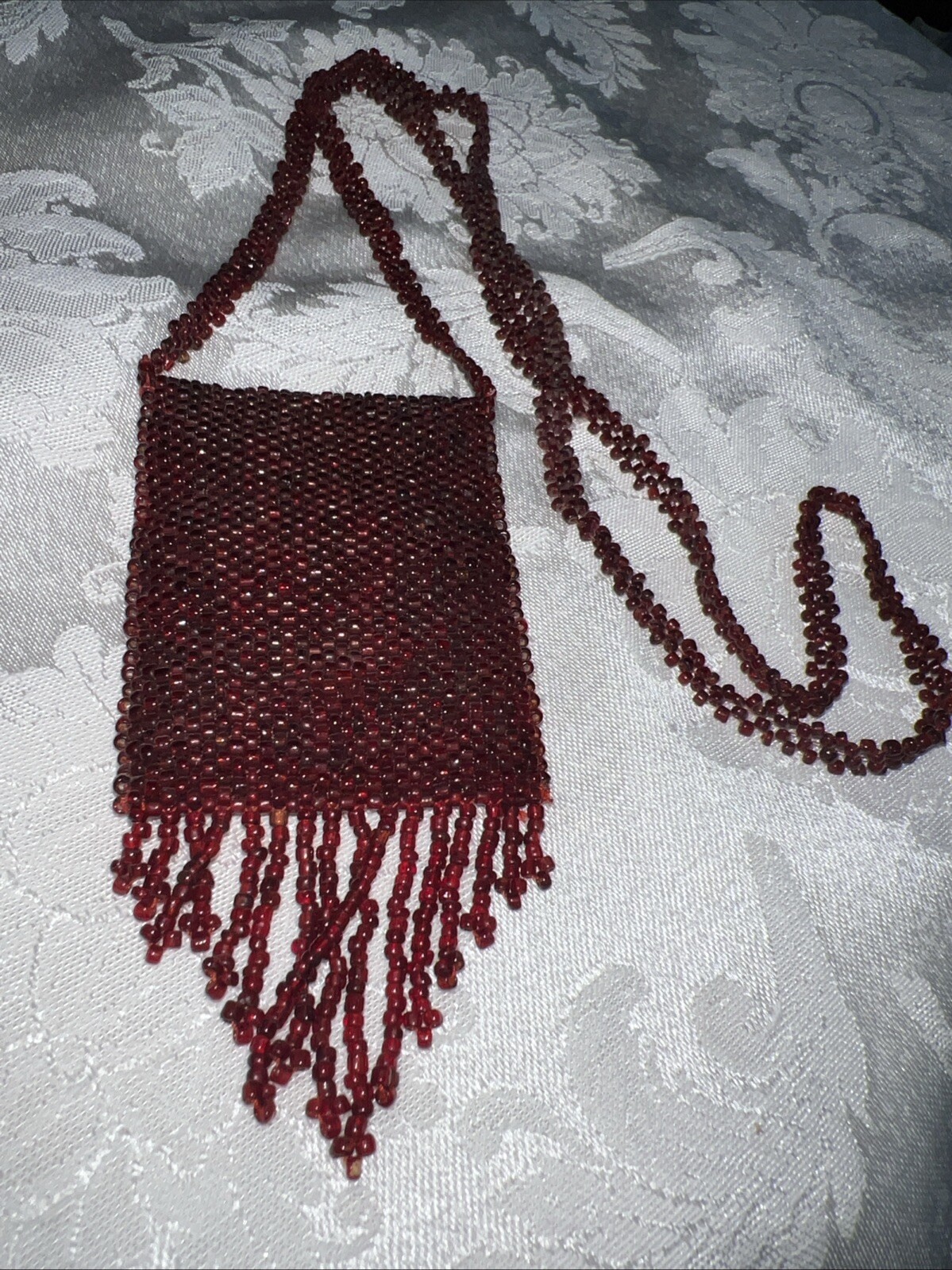 Bright Red Ruby Beaded Antique Victorian Coin, Sh… - image 2