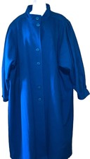 Portrait Vintage 80's Turquoise Blue Wool Blend Long Coat Sz L/xl 29”w X 50” L