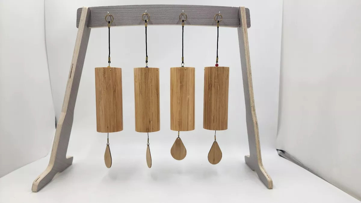 Set of 4 Wooden Chimes includes all elements Fire Water Air Earth