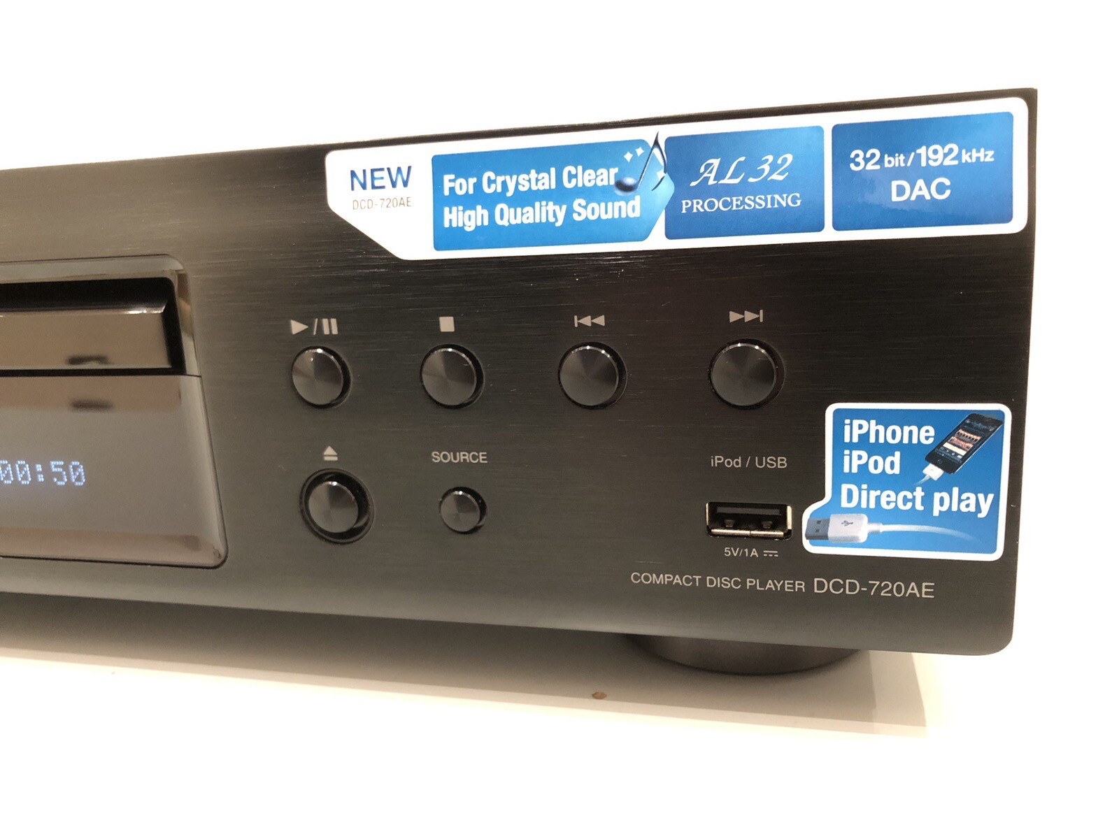 Denon DCD720AE CD Player MP3 WMA USB with Apple iPhone / iPod Direct