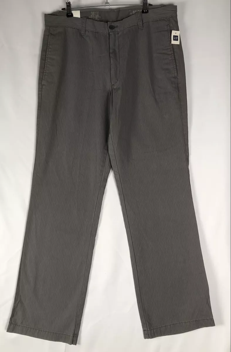 The Gap Original Khakis Straight Gray w/White Striped Pants 34x32 RN 54023  NOS