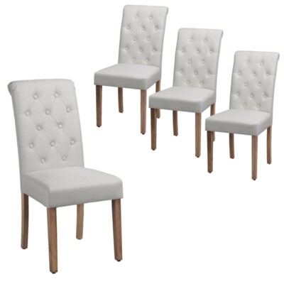 Set Sedie da Pranzo Cucina Moderne Imbottiti in Tessuto Gambe Legno  Soggiorno