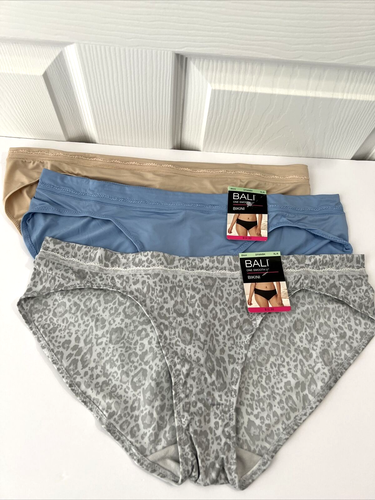 NEW Bali 3 Pairs One Smooth U Bikini Panties XL/8 Multi-Color DFMMBK NWT