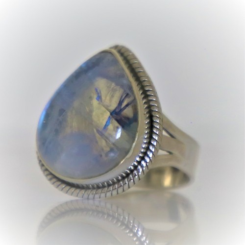 RAINBOW MOONSTONENATURAL GEMSTONE RING 925 STERLING SILVER JEWELRY RING 3 TO 12 - Picture 3 of 8