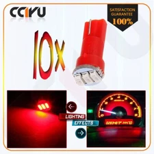 10x Red T5 37 73 Wedge 3-3014SMD LED Bulbs Instrument Cluster Dashboard Lights