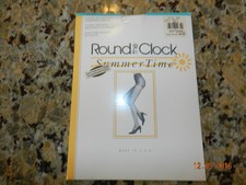 VTG NIP 1 PAIR ROUND THE CLOCK Control TOP PANTYHOSE SZ B WHITE MADE IN USA
