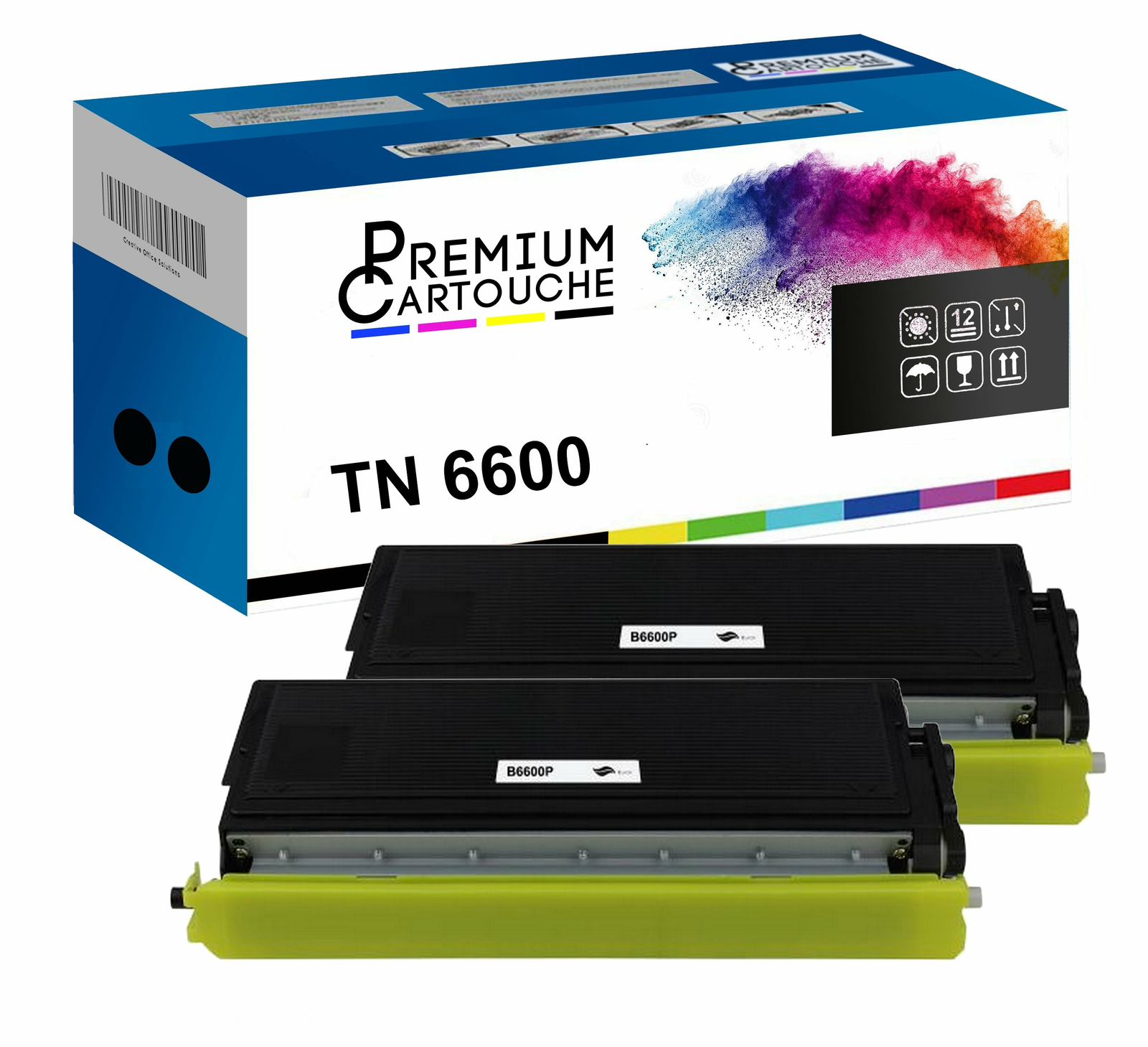 Toner TN-6600 noir haute capacité lot de 2 consommables laser pour Brother HL