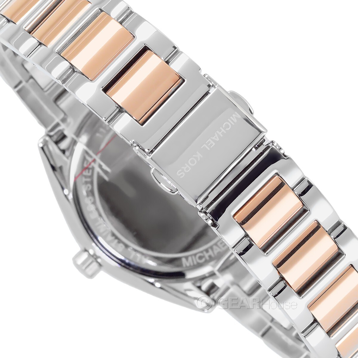 Michael Kors 925 Silver & Gold Watch w/Mother Pearl Face & Crystal Accents Bezel Stuhrling Womens 4083 Bezel Chronograph Watch with Mother of  main image 2