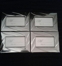 Party Name Table Card Placement Holder in Silver Frame / Lot of 4