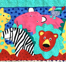 Two window curtain valances 18 x 85" child cartoon animal zebra bear bird dragon