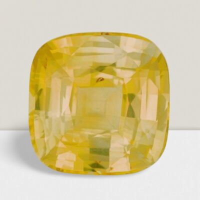 Yellow Sapphire Cushion Cut Gemstone 8 Cts - 14 mm Flawless Loose Gem