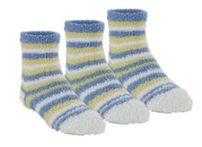 World's Softest Youth Cozy Crew Ages 4-7 or 8-12 Blue Stripe 3 Pair Pack