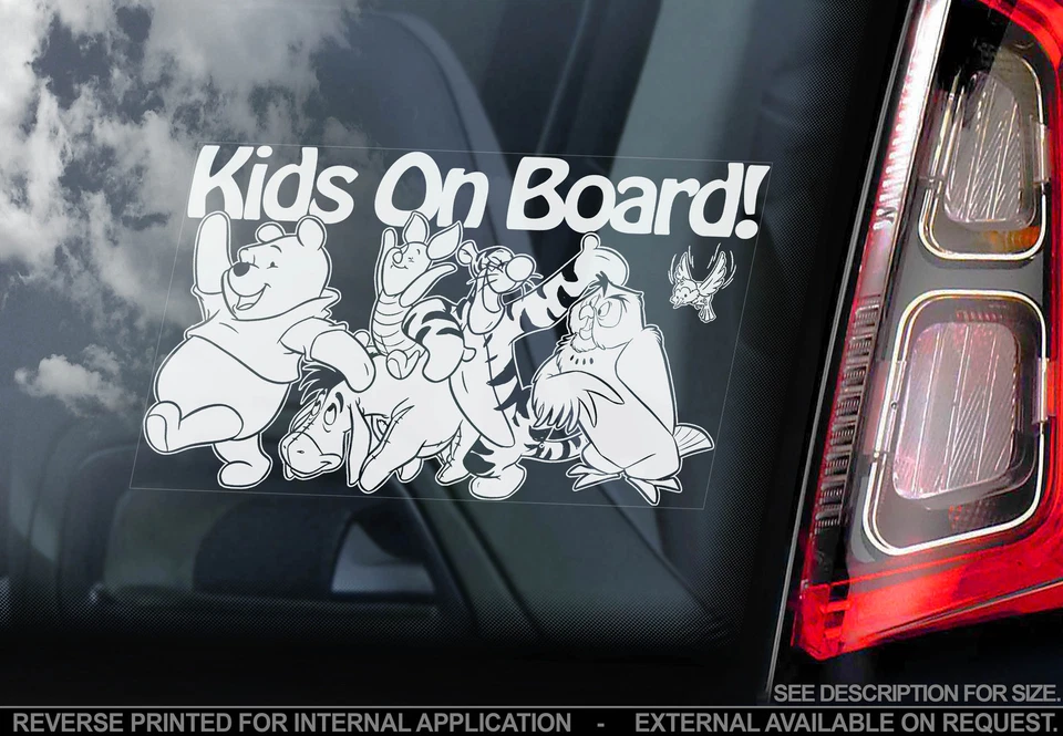 Kids On Board - Winnie the Pooh Car Sticker - PERSONALISE: Baby, Child, Name...