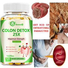 Colon Detox Cleanse Parasite Candida 120 Capsules Natural Herbal Supplement