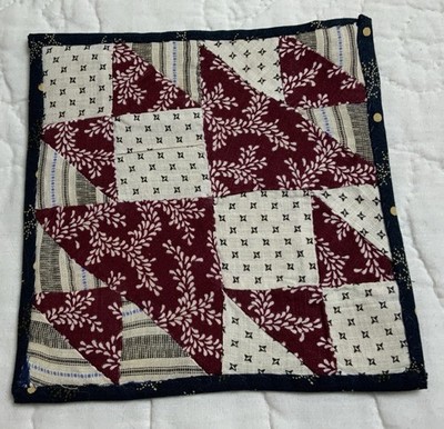 Antique Patchwork Quilt Table Topper Or Doll Quilt, Four Patch With Triangles