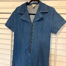 Excellent Jeans Denim Button  Front Midi Dress Size Medium