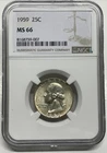 1959 Washington Quarter 25c NGC MS 66 Mint State Uncirculated Coin