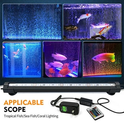 Aquarium Submersible LED Light Fish Tank Lamp Making Fish Oxygen (with Remote)