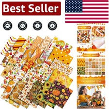 60-Piece Fall Fabric Bundle: 10x10 Inch Thanksgiving  Halloween Craft Squares