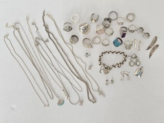 Lot Mixed Silver Jewellery 36 Items 230g