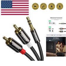 3.5mm to RCA Cable, 6.6FT RCA Male to Aux Audio Adapter HiFi Sound Headphone ...