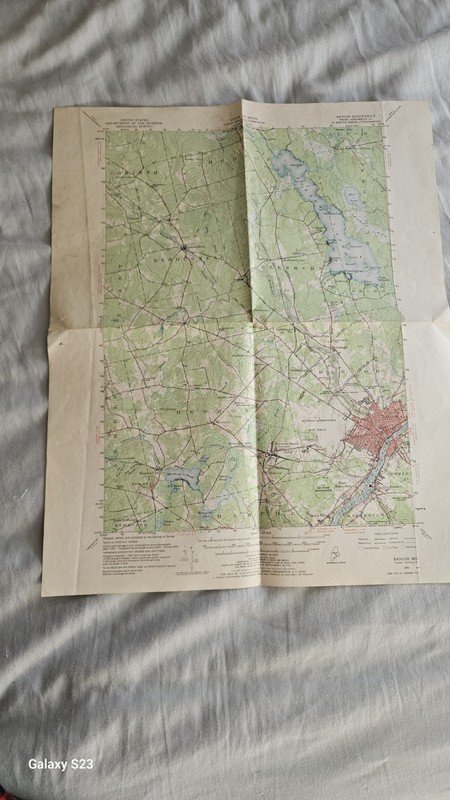 Map Bangor Me MAINE Topographic Vtg Geological 1:62 500 1955 old Antique Quadran