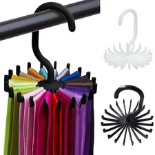Neck Tie Rack 360° Adjustable Hanger Organizer Scarf Belt Hook Storage Holder