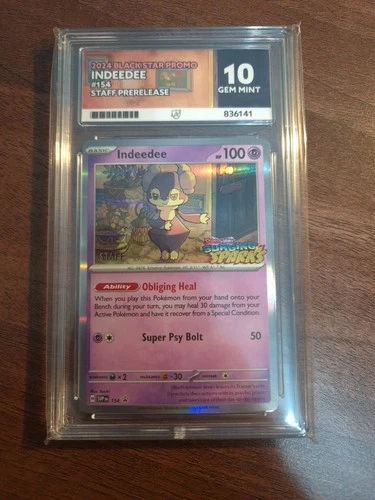 POKEMON INDEEDEE 154 PRERELEASE STAFF BLACK STAR PROMO ACE 10 GEM MINT SURGING