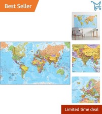 Giant Laminated World Map 46x80 Political Cartography Writable Classroom