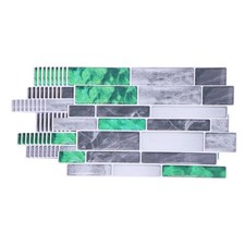 10Pcs 9.4"x4.7" Peel and Stick Backsplash Mable Tile Sticker, Dark Green Gray