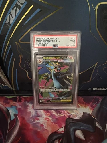 Mega Charizard X EX 109 Ultra Rare 2025 Pokemon Phantasmal Flames PSA 9