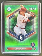 2026 Bowman JJ Wetherholt Scouts Top 100 Chrome Green Refractor #/99 Cardinals