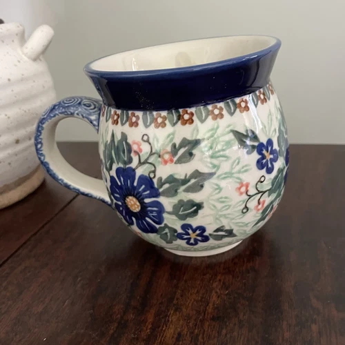 Unikat Handmade Polish Pottery Bubble Floral  Mug Cup M.Starzyk 1678